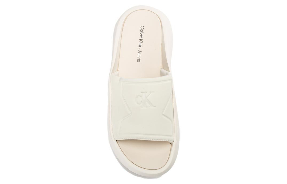 CALVIN KLEIN fabric fashion set wear round head casual slippers men's moonlight white