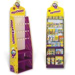 Стойка для размещения товара напольная ЮНЛАНДИЯ, 200х60х40 см, 3 полки, 25 крючков, картон, 503691