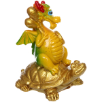 Фигурка «Дракоша на золотой черепахе» 4,5*6,5*8 см, микс