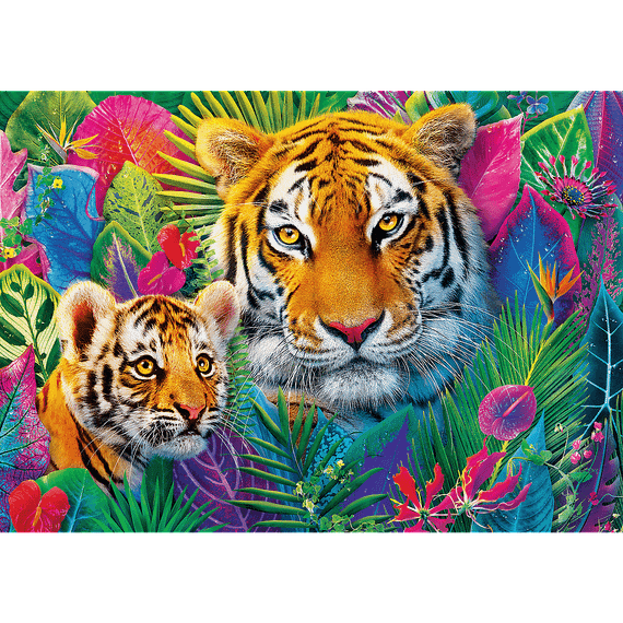 Pazl \ Puzzle \ Пазлы Puzzles - "500 Premium Plus" - Tea Time: Tigers in the Jungle