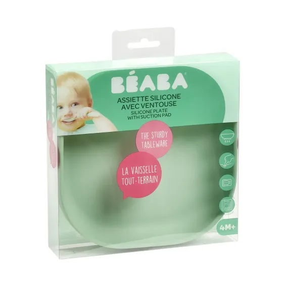 Тарелка из силикона Beaba Silicone Plate With Suction Cup Sage Green