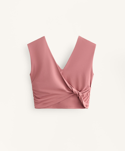 Oysho Топ-майка Comfortlux с перекрестными деталями, светло-розовый