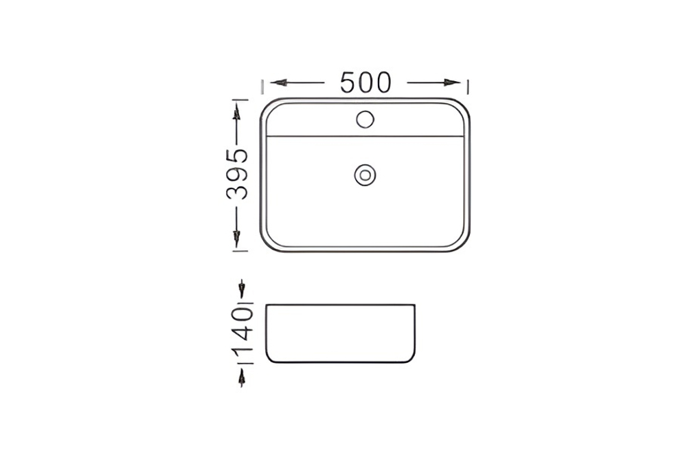 Раковина накладная для установки на столешницу AQUATEK ВЕГА  AQ5506-MG 500*395*140, с отверстием под смеситель, матовый серый