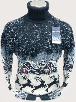 Pulltonic из шерсти и кашемира "Олени на заимке " Размеры (50-54)