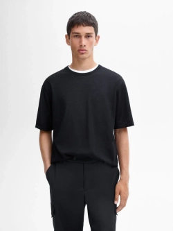 Massimo Dutti Футболка из мягкой ткани, темно-синий