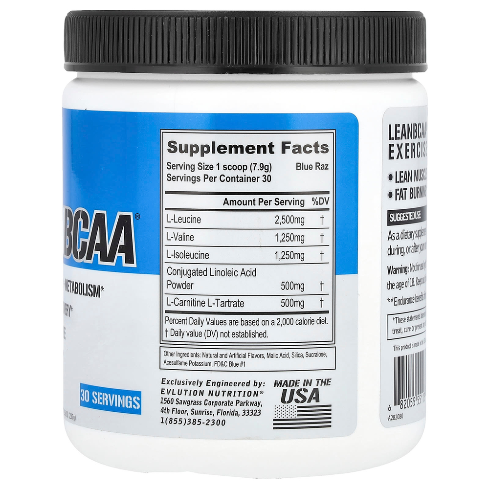 EVLution Nutrition, Lean BCAA, Blue Raz, 237 г (8,36 унции)