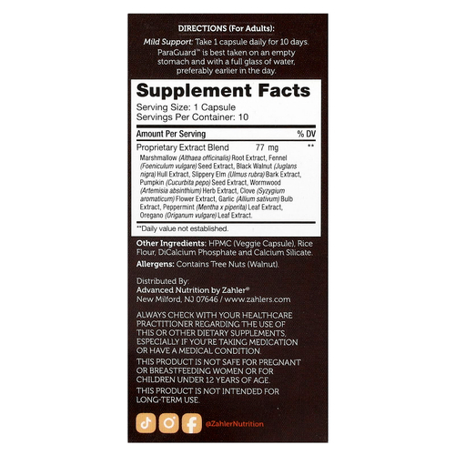 Zahler, ParaGuard ™, 10 капсул