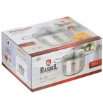 Кастрюля нерж, 3 л, с крыш, крыш стекло, RasheL, R-30, индукц