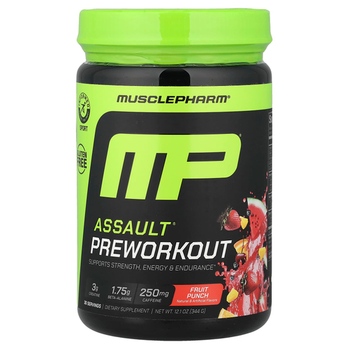 MusclePharm, Assault®, предтренировочный комплекс, фруктовый пунш, 344 г (12,1 унции)
