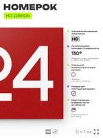 Номер на дверь 224, табличка на дверь для офиса, квартиры, кабинета, аудитории, склада, красная 120х70 мм, Айдентика Технолоджи