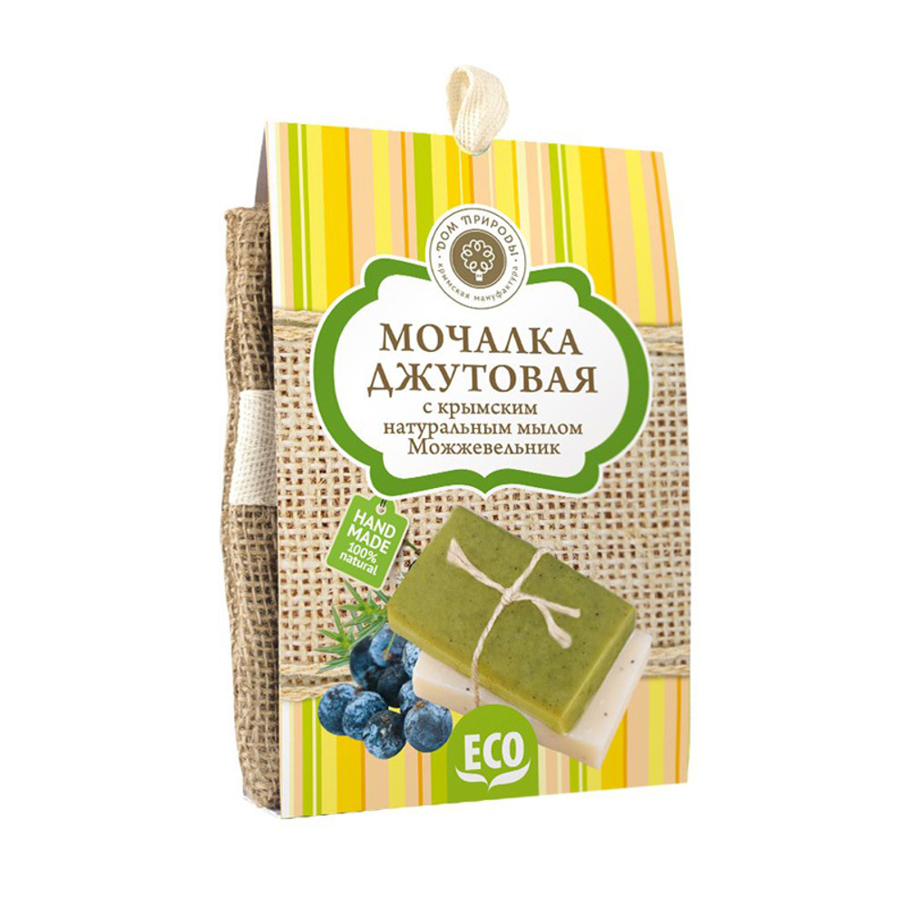 Мочалка джутовая с мылом Можжевельник, 100 г (2,76 б)