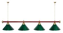 Лампа STARTBILLIARDS 4 пл. (плафоны коричневые,штанга голубая,фурнитура золото)