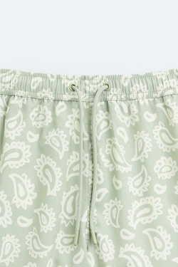 ZARA ПЛАВКИ С ПРИНТОМ ПЕЙСЛИ, ПАСТЕЛЬНО-ЗЕЛЕНЫЙ