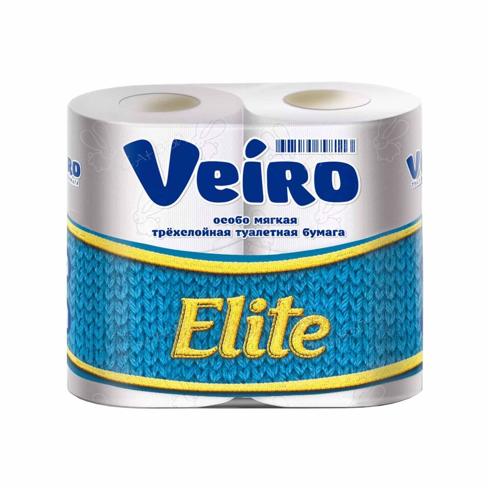 Туалетная бумага 4 шт. Veiro Elite 3-х слойн. белая с тиснением