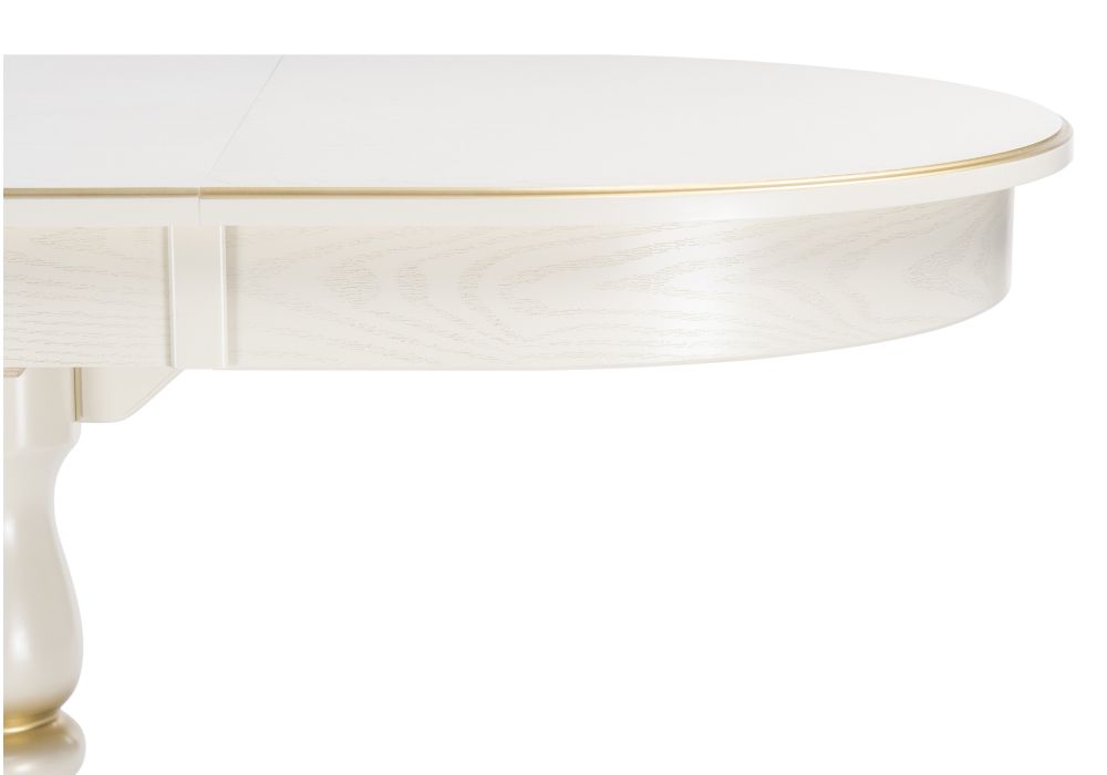 Деревянный стол Сайрус 120(160)х84х76 слоновая кость / золото