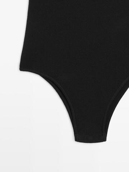 Massimo Dutti Боди с кружевной отделкой - STUDIO, черный