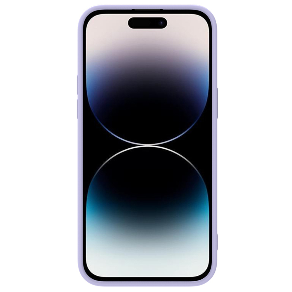 Чехол с шелковистым покрытием от Nillkin для iPhone 14 Pro, серия CamShield Silky Magnetic Silicone Case (поддержка беспроводной зарядки MagSafe), цвет пурпурно-синий Misty Purple