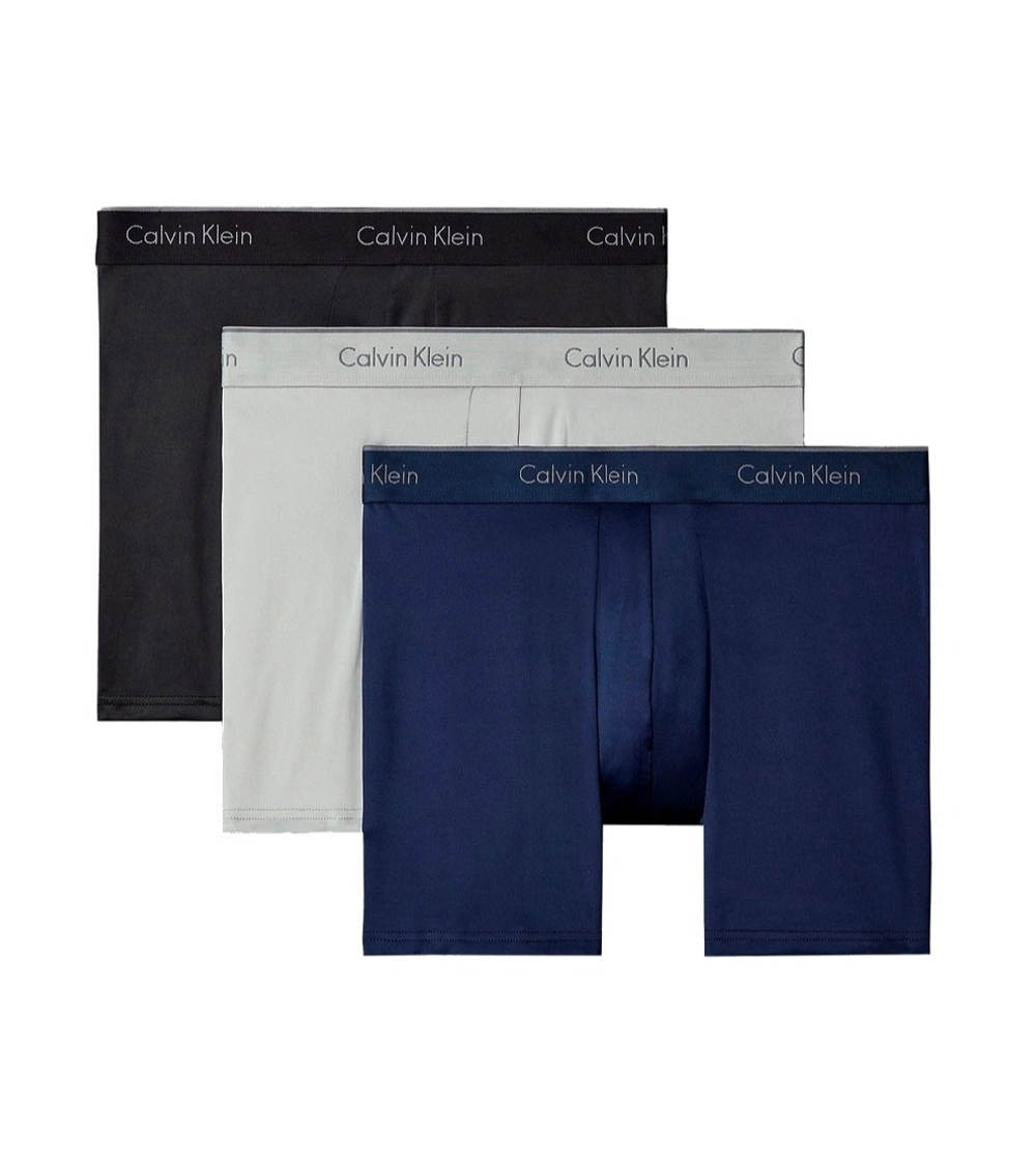 Мужские трусы боксеры-брифы Calvin Klein Micro Stretch 3-Pack Blue Shadow