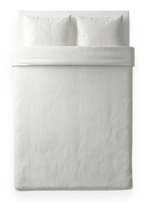 Комплект из сатина НАТЕСМИО 2 наволочки + пододеяльник евро | белый страйп-сатин