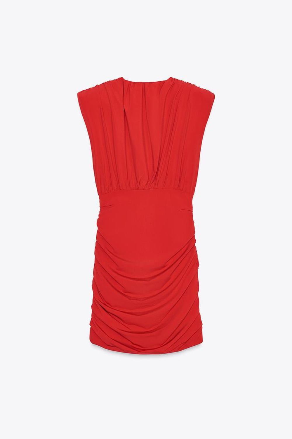 ZARA КОРОТКОЕ ПЛАТЬЕ С ПОДПЛЕЧНИКАМИ, ЯРКИЙ КРАСНЫЙ