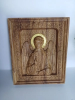 Освященная Икона Ангела Хранителя резная из дуба 17х14 см