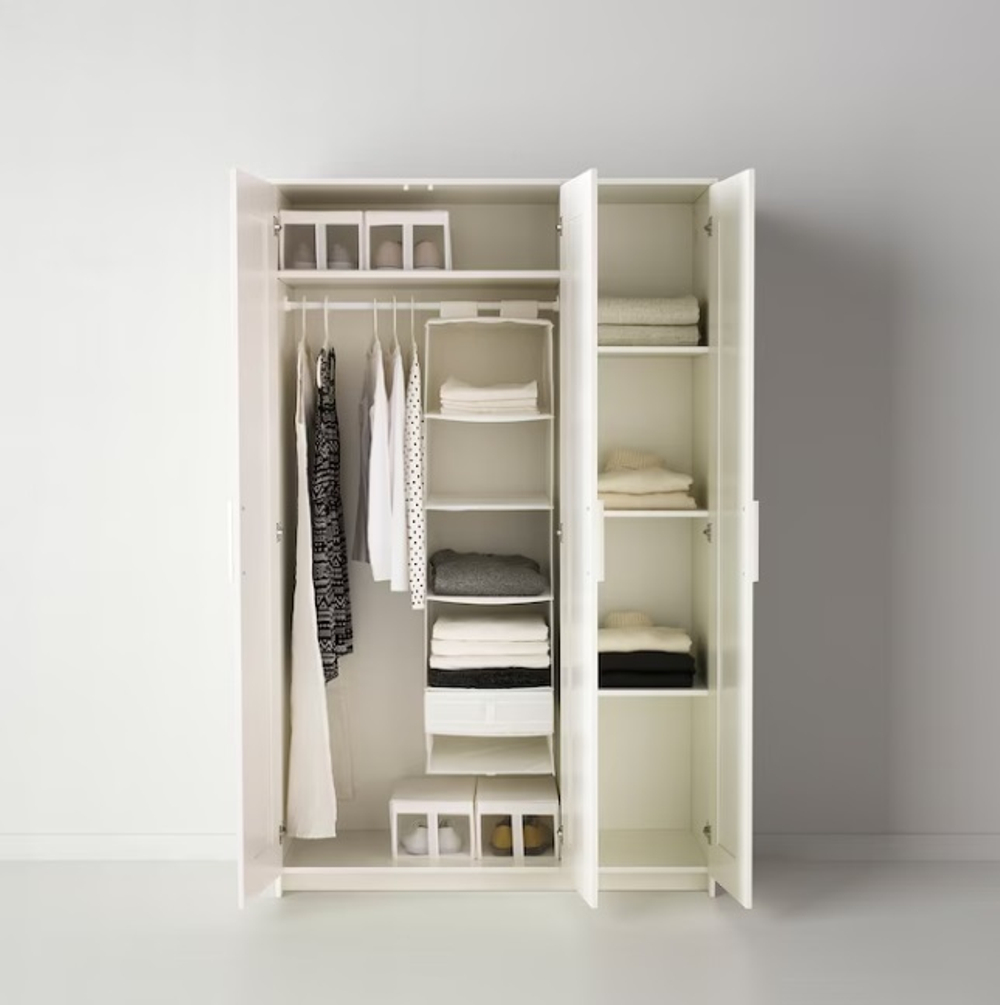 Шкаф платяной 3-дверный Ikea Brimnes с зеркалом , белый