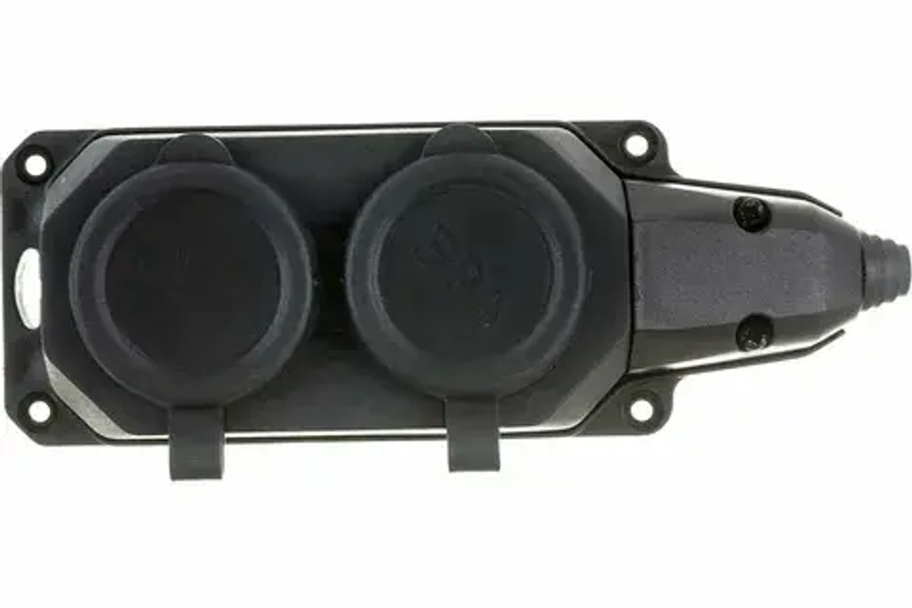 Розетка двухместная K-2e-B-IP44 ЭРА Колодка каучуковая с/з 2гн 16А IP44 черная Б0044544