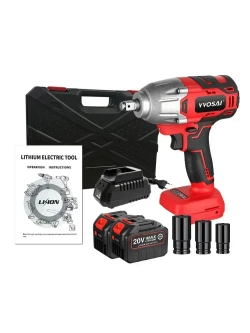 Бесщеточный Гайковерт Электроинструмент VVOSAI WS-L5-D2-3P-SX, 20В 600Нм, 2xLi-ion, ЗУ, кейс для хранения, 1 головка 17 19 21мм