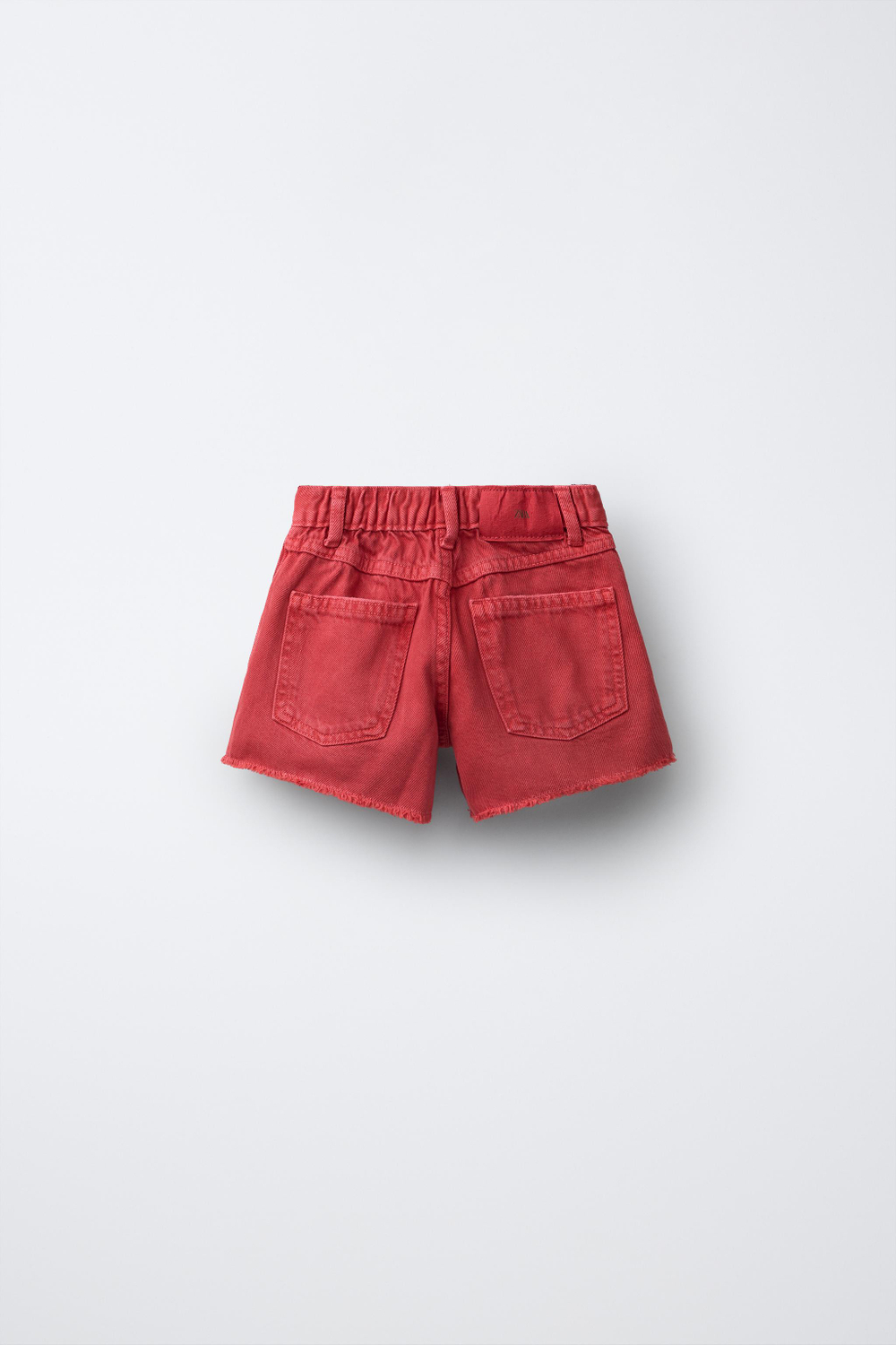 ZARA ДЖИНСОВЫЕ ШОРТЫ С РАЗРЕЗАМИ, КРАСНЫЙ