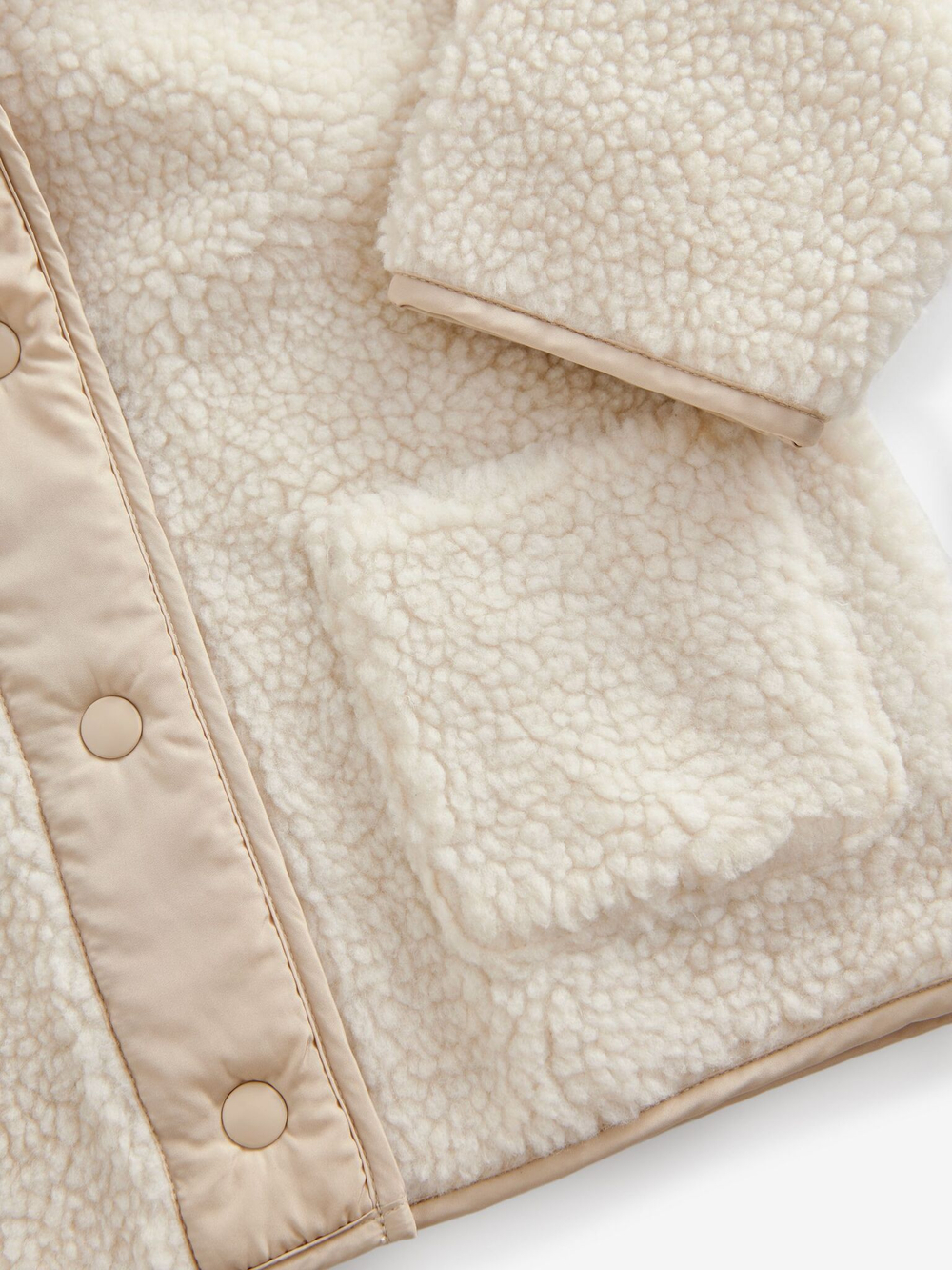 Куртка флисовая с капюшоном на молнии для девочки Next 378-041, Кремовый