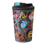 Термостакан с клапаном и декором "смешарики" 350мл (серый)