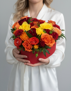 Цветы в коробке сердце Чувственность