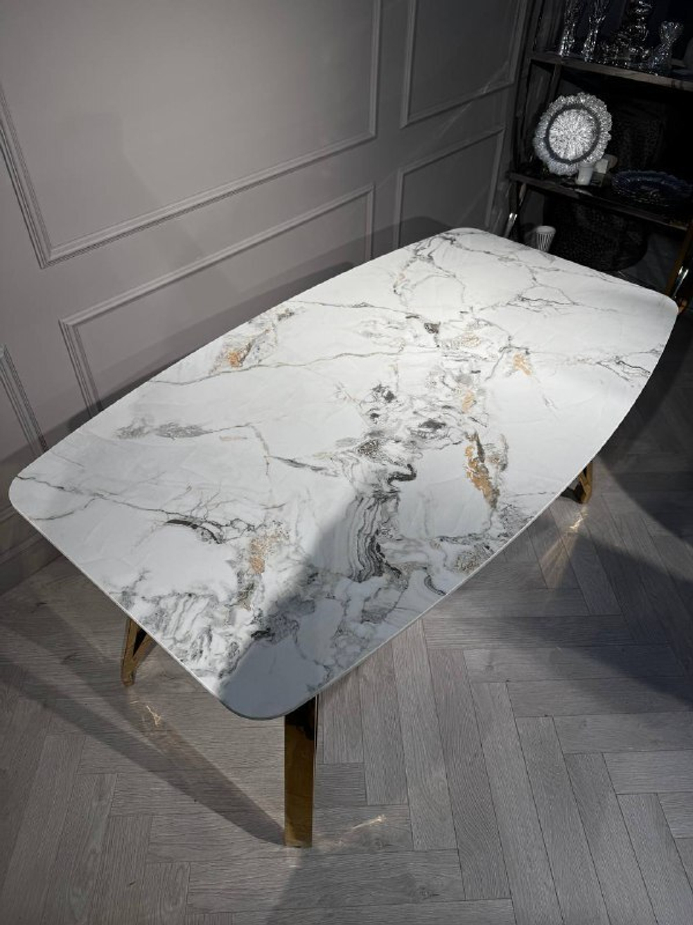 Стол обеденный Ist Casa Соар-2, 160х90х76 см, серо-золотая керамика, золото