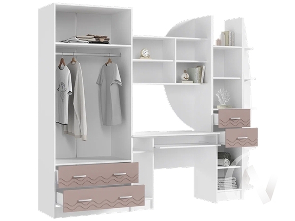 Стенка Детская Юниор-2 (белый/шарли pink)