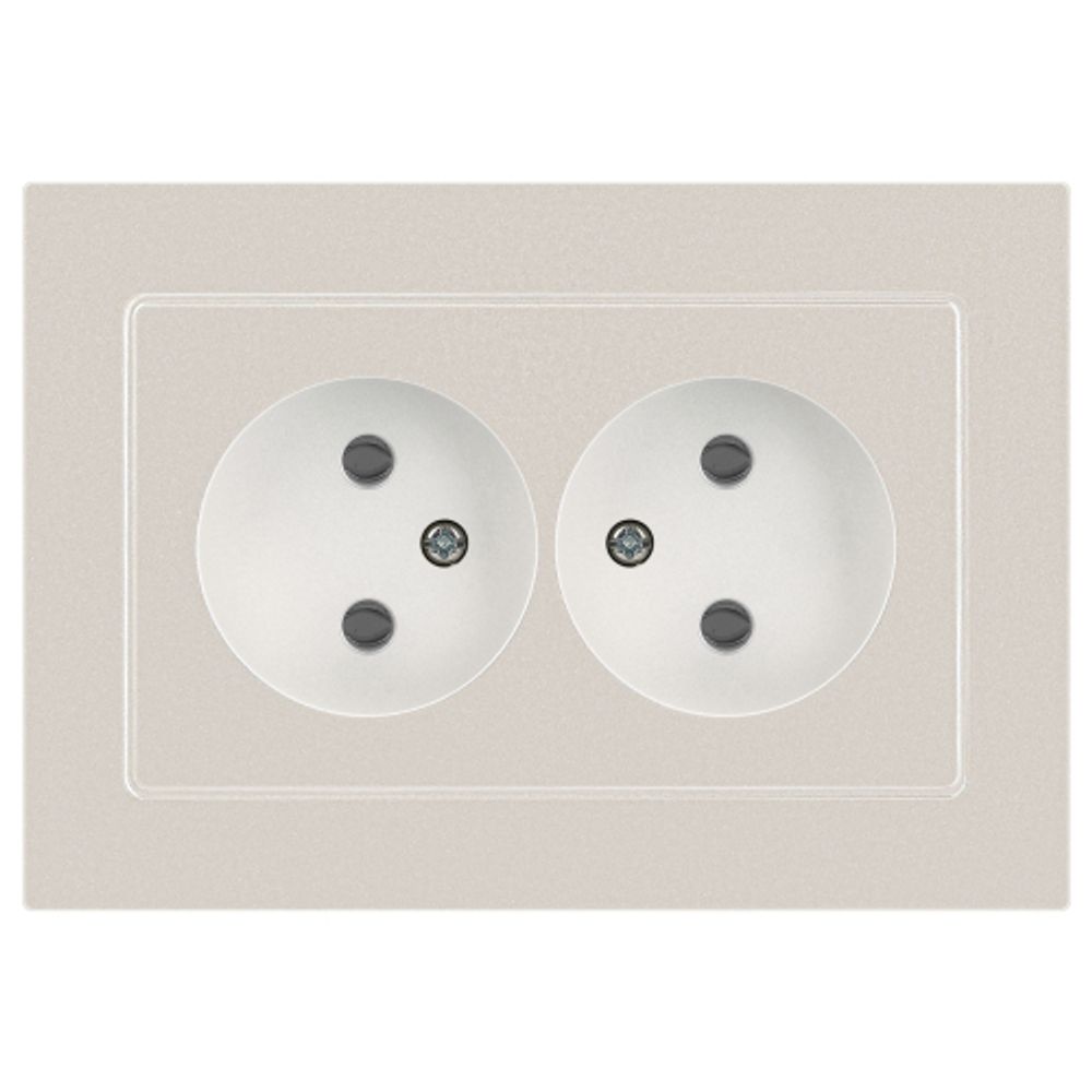 Розетка Intro Accent 6-204-06 двойная 2х2P 16А-250В IP20 СУ AL/CU перламутр