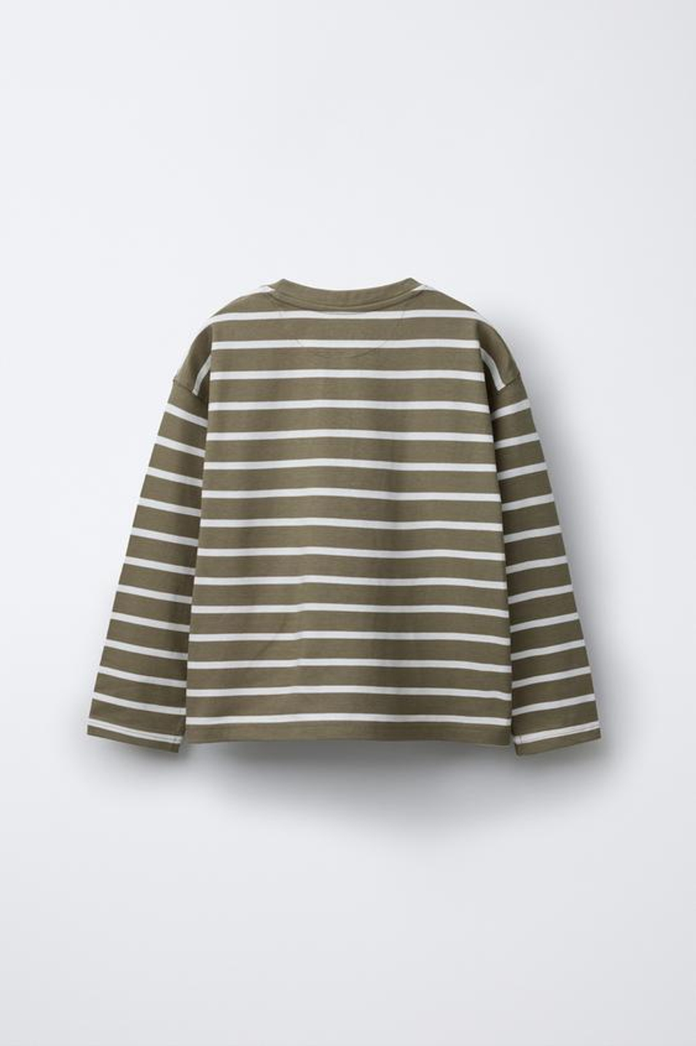 ZARA ФУТБОЛКА ИЗ ПЛОТНОЙ ТКАНИ В ПОЛОСКУ, ЗЕЛЕНЫЙ