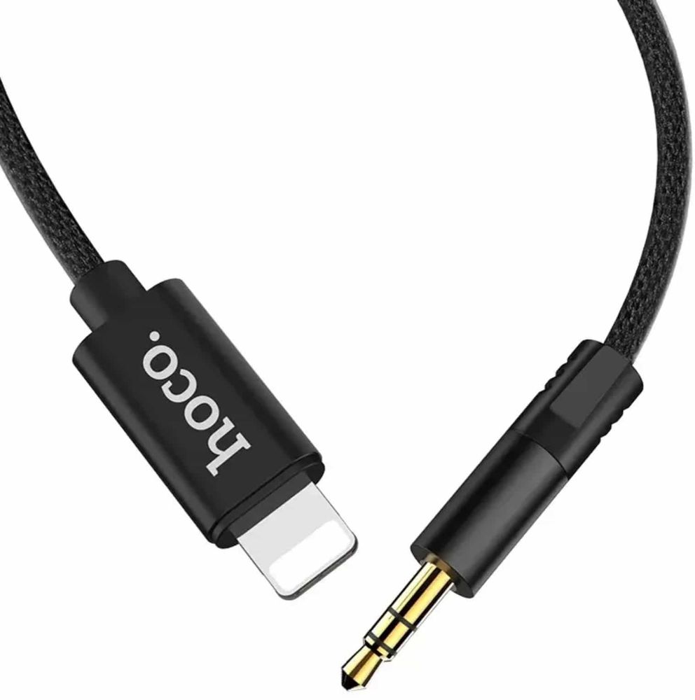 Кабель Hoco Aux (Jack 3.5 - Lightning) UPA13 1m-Чёрный