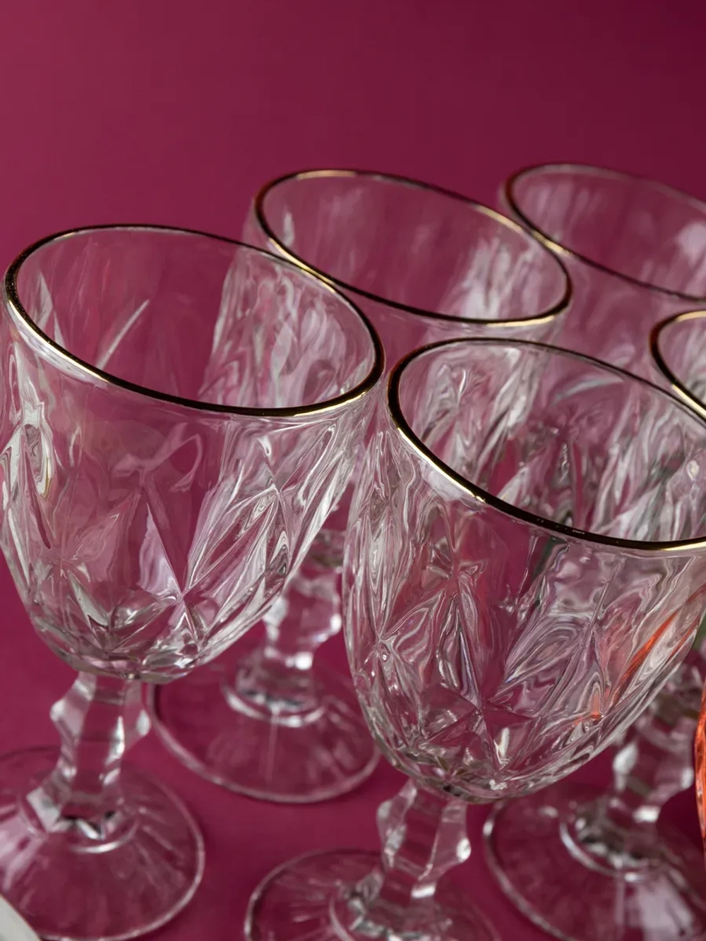 Набор фужеров для вина 6 шт, 330 мл, с золотой каймой