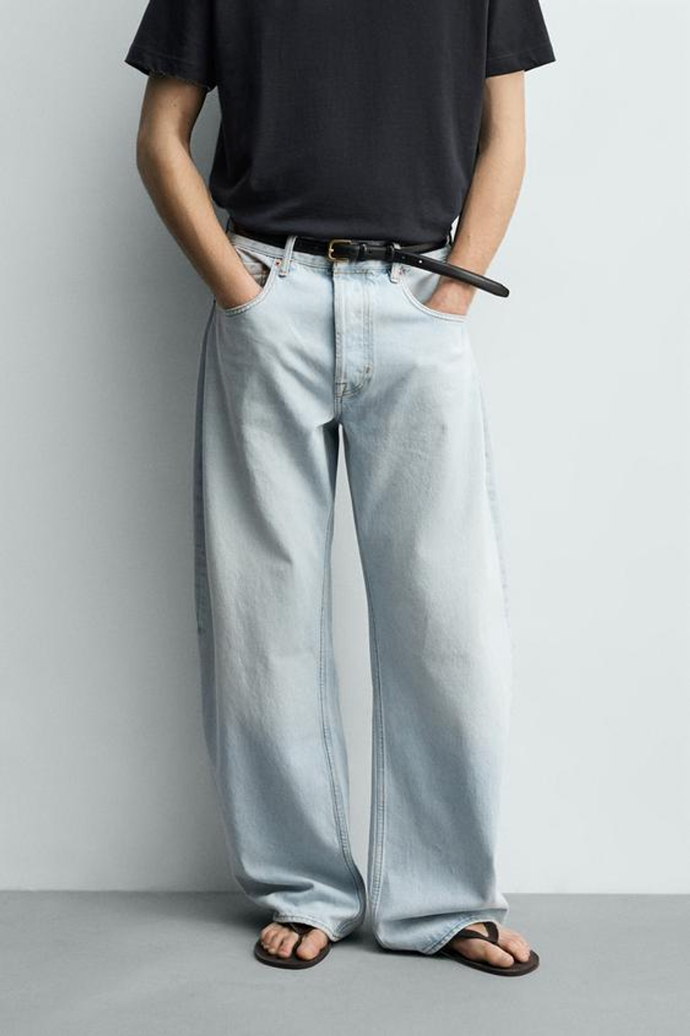 ZARA ДЖИНСЫ BALLOON FIT, ГОЛУБОЙ