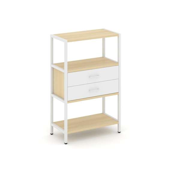 Shelf System Односекционный стеллаж трехярусный с ящиками SN.STM-312 Акация Лорка/Белый/Металл Белый