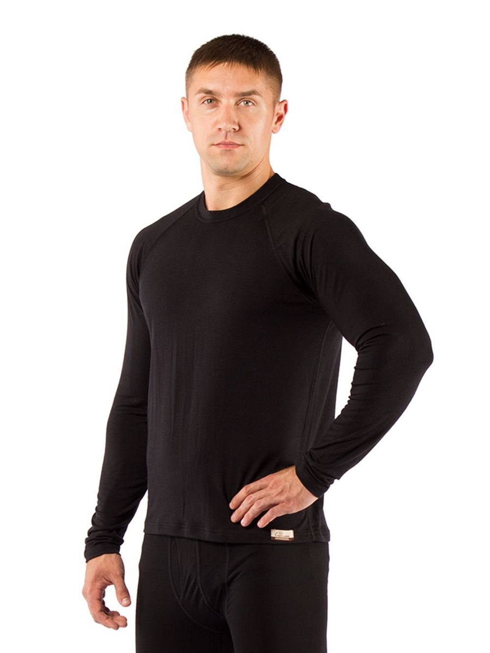Термофутболка мужская Lasting Atar, длинный рукав, шерсть 160, черная, M