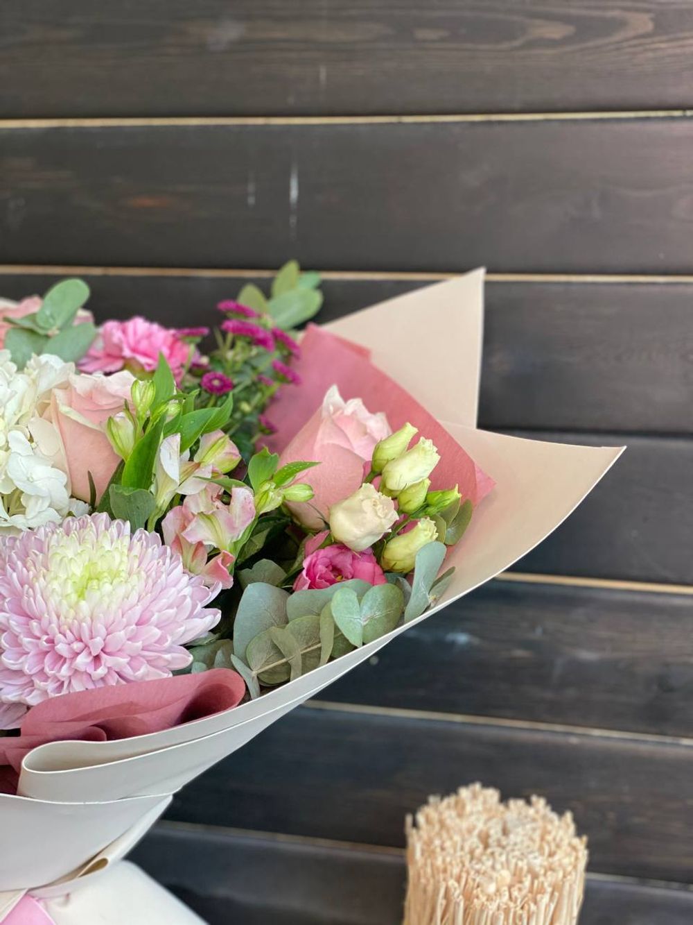 Букет с Гортензией розовый