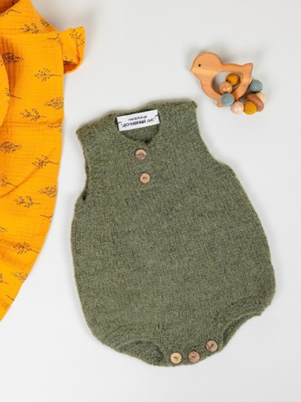 Ромпер для новорожденных из шерсти альпак, Зеленый