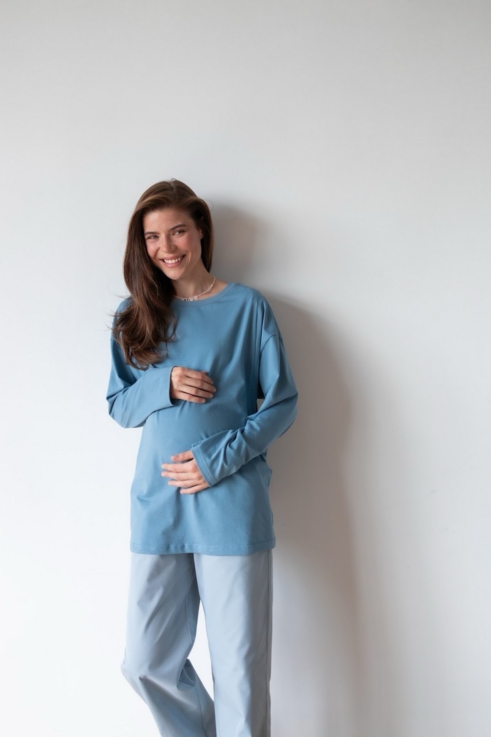 Лонгслив Basic, Пыльно-Голубой