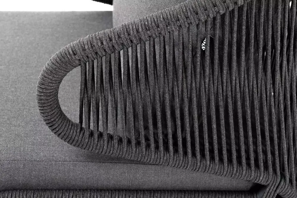 "Милан" лаунж-зона 5-местная плетеная из роупа (веревки), каркас алюминиевый серый, роуп темно-серый