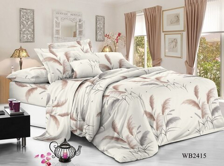 Комплект постельного белья Евро БЯЗЬ "WB2415 ЕМ" (нав. 50х70 или 70х70)