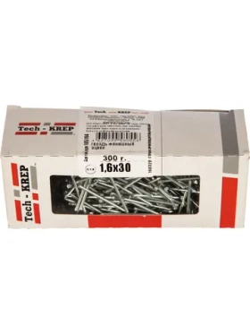Финишный оцинкованный гвоздь Tech-Krep 1.6х30, 300г коробка 160323