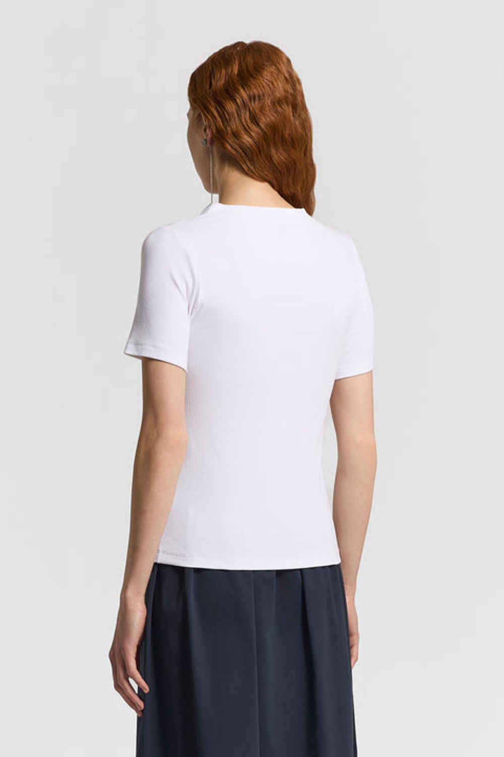 Футболка PESERICO хлопок белая в рубчик В вырез 42р