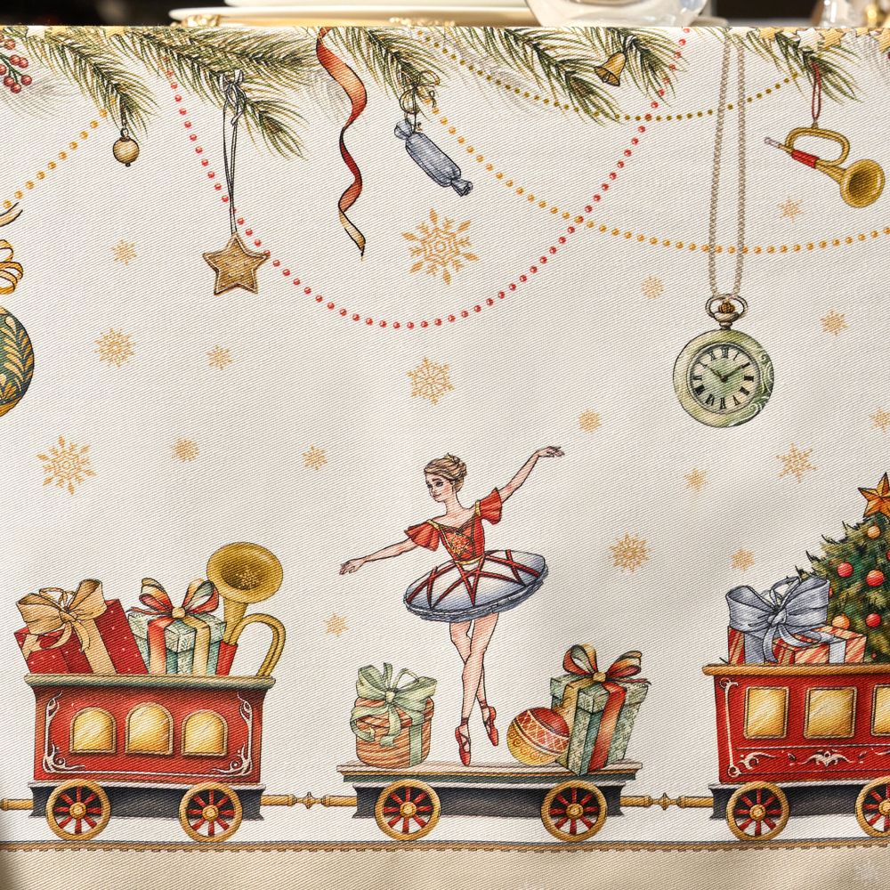 СКАТЕРТЬ "ЩЕЛКУНЧИК" 160Х220СМ БЕЖЕВЫЙ,100% ХЛОПОК,ТВИЛ