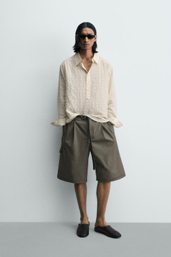ZARA ШОРТЫ КАРГО RELAXED WIDE FIT, ТЕМНЫЙ РЫЖЕВАТО-КОРИЧНЕВЫЙ